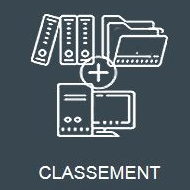 Icone grise représentant le classement de documents papier avec des dossiers informatiques avec TRAPEC