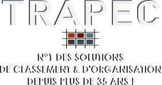 Logo Trapec Expertise Organisation avec le slogan : TRAPEC N°1 des Solutions de Classement et d’Organisation depuis plus de 35 ans !